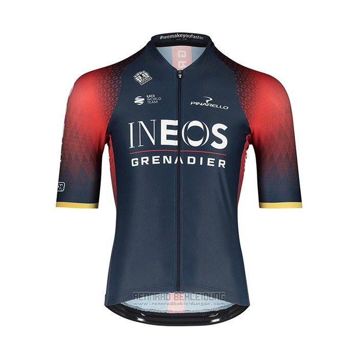 2022 Fahrradbekleidung Ineos Grenadiers Tief Blau Rot Trikot Kurzarm und Tragerhose